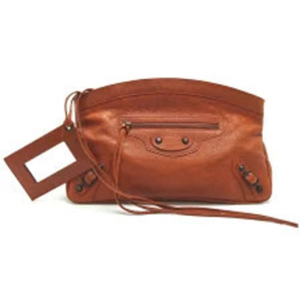 Balenciaga Envelope Clutch Handbag Leather Brown
